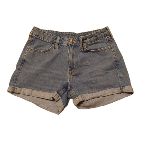 H & M Denim Shorts Womens Size 4 Rolled Up Cutoffs Medium Wash Mid Rise - Picture 1 of 8